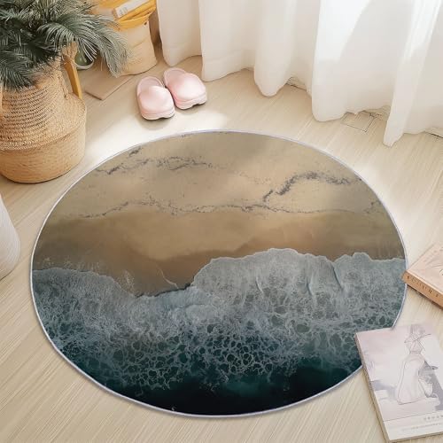 Generisch Rund Teppich Kurzflor Natürliches Meer Strand Design, ø 150 cm, waschbar Wohnzimmerteppich rutschfest, weich für Wohnzimmer Schlafzimmer Zuhause Büro, Braun Generisch Rund Teppich Kurzflor Natürliches Meer Strand Design, ø 150 cm, waschbar Wohnzimmerteppich rutschfest, weich für Wohnzimmer Schlafzimmer Zuhause Büro, Braun von Generisch