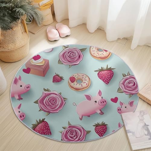 Generisch Rund Teppich Kurzflor Niedliches Cartoon-Schwein Design, ø 180 cm, waschbar Wohnzimmerteppich rutschfest, weich für Wohnzimmer Schlafzimmer Zuhause Büro, Rosa Generisch Rund Teppich Kurzflor Niedliches Cartoon-Schwein Design, ø 180 cm, waschbar Wohnzimmerteppich rutschfest, weich für Wohnzimmer Schlafzimmer Zuhause Büro, Rosa von Generisch