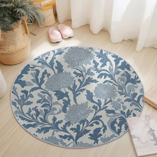 Generisch Rund Teppich Kurzflor Retro Elegante Blumen Design, ø 90 cm, waschbar Wohnzimmerteppich rutschfest, weich für Wohnzimmer Schlafzimmer Zuhause Büro, Blaugrau Generisch Rund Teppich Kurzflor Retro Elegante Blumen Design, ø 90 cm, waschbar Wohnzimmerteppich rutschfest, weich für Wohnzimmer Schlafzimmer Zuhause Büro, Blaugrau von Generisch