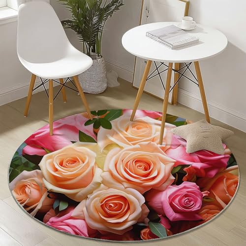 Generisch Rund Teppich Kurzflor Romantische Rose Design, ø 180 cm, waschbar Wohnzimmerteppich rutschfest, weich für Wohnzimmer Schlafzimmer Zuhause Büro, Rosa Generisch Rund Teppich Kurzflor Romantische Rose Design, ø 180 cm, waschbar Wohnzimmerteppich rutschfest, weich für Wohnzimmer Schlafzimmer Zuhause Büro, Rosa von Generisch