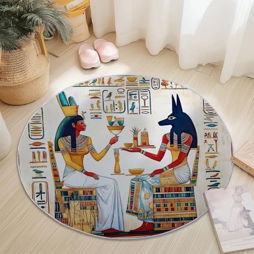 Generisch Rund Teppich Kurzflor Traditionelle Hieroglyphen Design, ø 60 cm, waschbar Wohnzimmerteppich rutschfest, weich für Wohnzimmer Schlafzimmer Zuhause Büro, Bunt Generisch Rund Teppich Kurzflor Traditionelle Hieroglyphen Design, ø 60 cm, waschbar Wohnzimmerteppich rutschfest, weich für Wohnzimmer Schlafzimmer Zuhause Büro, Bunt von Generisch
