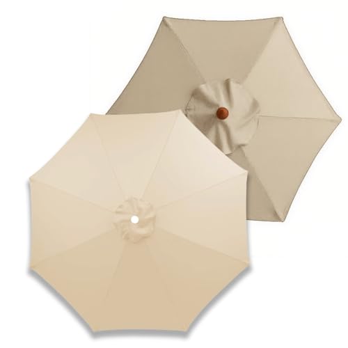 Generisch Rund Terrassen Sonnenschirm Ersatzbezug 2.0 m 3.0 m 4.0 m 6/8 Streben, Dicke Ersatzabdeckung, Abdeckung Ersatz für Pool Deck Garten, Strapazierfähig(Beige,8 Streben 400cm) von Generisch
