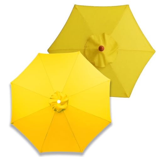 Generisch Rund Terrassen Sonnenschirm Ersatzbezug 2.0 m 3.0 m 4.0 m 6/8 Streben, Dicke Ersatzabdeckung, Abdeckung Ersatz für Pool Deck Garten, Strapazierfähig(Gelb,8 Streben 350cm) von Generisch