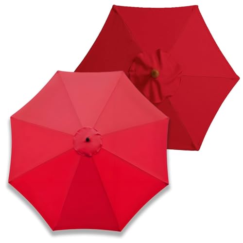 Generisch Rund Terrassen Sonnenschirm Ersatzbezug 2.0 m 3.0 m 4.0 m 6/8 Streben, Dicke Ersatzabdeckung, Abdeckung Ersatz für Pool Deck Garten, Strapazierfähig(Rot,8 Streben 350cm) von Generisch
