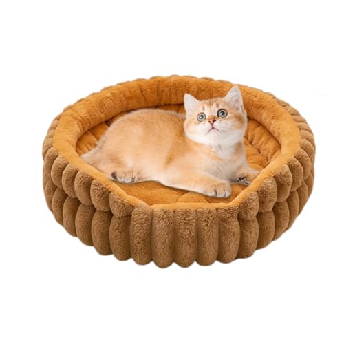 Generisch Runde Katzenbett - Runde Welpenbett Für Innere Katzen, Vorräte Für Heiße Haustiere, Die Sich Beruhigen | Bett Tafel Bett Schlafzimmer Kätzchen M von Generisch