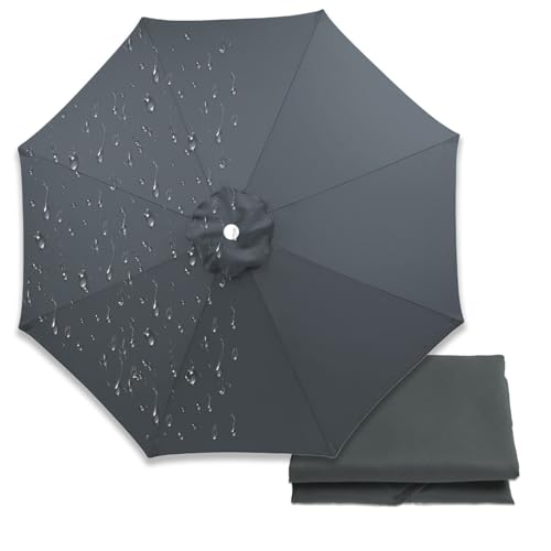 Generisch Runden Sonnenschirm Ersatzbezug für Terrassenschirm 6/8Streben, Freiarmschirme Ersatz Regenschirm Baldachin Abdeckung, Ersatz-Überdachungfür Markt, Garten, Leicht(Grau,6 Streben 270cm) von Generisch