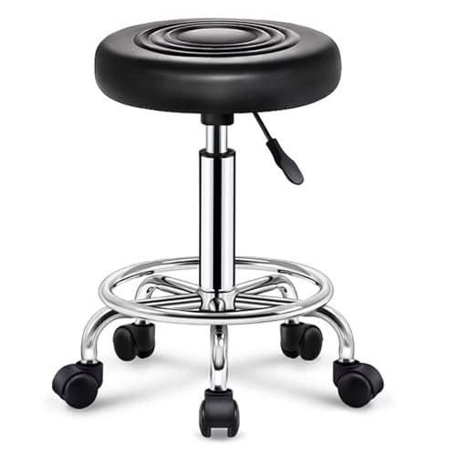 Generisch Runder Rollhocker mit Rädern Height Verstellbarer Spa -Stuhl für Salonmassage Heimküche Schwarz Pulley Generisch Runder Rollhocker mit Rädern Height Verstellbarer Spa -Stuhl für Salonmassage Heimküche Schwarz Pulley von Generisch