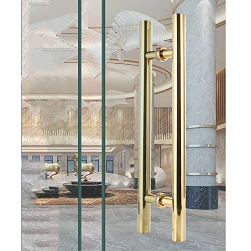 Generisch Runder Scheunentorgriff, doppelseitiger Edelstahl-Glastürgriff/H-förmiger Holztorgriff, Push-Pull-Schiebetür-Hauptbadezimmerbeschläge (Farbe: Gold, Größe: Länge 150 cm (59 Zoll)) von Generisch