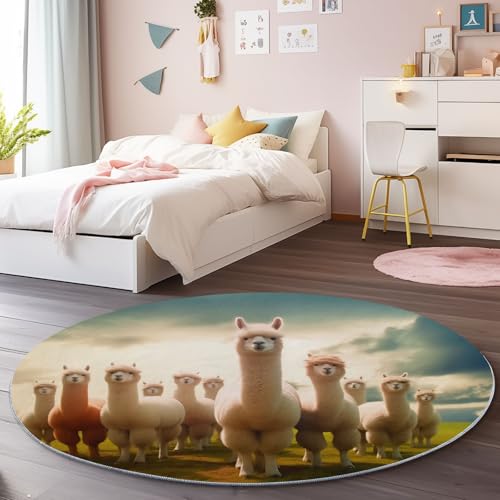 Generisch Runder Teppich 120 cm, Natur Tier Alpaka Teppich Rund Beige fürs Schlafzimmer, Esszimmer oder Kinderzimmer - rutschfest Waschbar Pflegeleicht Teppiche Wohnzimmer Rund Generisch Runder Teppich 120 cm, Natur Tier Alpaka Teppich Rund Beige fürs Schlafzimmer, Esszimmer oder Kinderzimmer - rutschfest Waschbar Pflegeleicht Teppiche Wohnzimmer Rund von Generisch