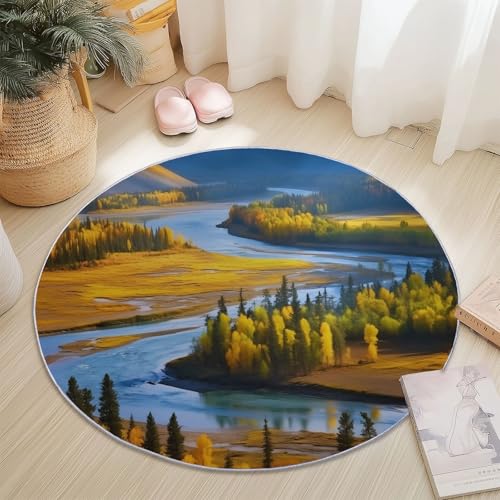Generisch Runder Teppich 180 x 180 cm, Natur Herbstwald Waschbar rutschfest Runde Teppiche, Bunt langlebig kein Ausfallen Teppich für Eingangsbereich Wohnzimmer Schlafzimmer Küche Bodenmatte Generisch Runder Teppich 180 x 180 cm, Natur Herbstwald Waschbar rutschfest Runde Teppiche, Bunt langlebig kein Ausfallen Teppich für Eingangsbereich Wohnzimmer Schlafzimmer Küche Bodenmatte von Generisch