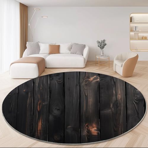 Generisch Runder Teppich Natur Holzwandtextur Thema Waschbar rutschfest Runder Teppich 150 cm für Schlafzimmer Wohnzimmer Esszimmer Innen Dekorative, Kurzflor Flanell Teppiche Schwarz Generisch Runder Teppich Natur Holzwandtextur Thema Waschbar rutschfest Runder Teppich 150 cm für Schlafzimmer Wohnzimmer Esszimmer Innen Dekorative, Kurzflor Flanell Teppiche Schwarz von Generisch