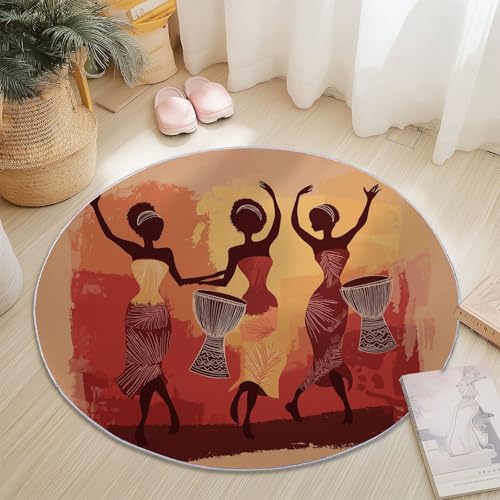 Generisch Runder Teppich Orange Farbe, Antirutschunterlage Waschbar Mit Bedruckter Traditionelle afrikanische Frau Tanzen für Schlafzimmer, Flur Wohnzimmer Couchtisch Fußmatten, 150 cm Generisch Runder Teppich Orange Farbe, Antirutschunterlage Waschbar Mit Bedruckter Traditionelle afrikanische Frau Tanzen für Schlafzimmer, Flur Wohnzimmer Couchtisch Fußmatten, 150 cm von Generisch