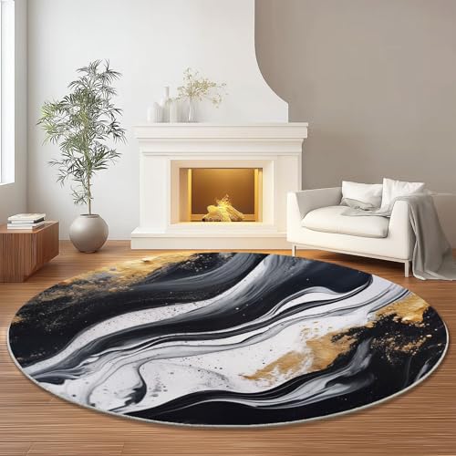 Generisch Runder Teppich Surrealer Stil Fluid Art Thema Waschbar rutschfest Runder Teppich 160 cm für Schlafzimmer Wohnzimmer Esszimmer Innen Dekorative, Kurzflor Flanell Teppiche Schwarz Weiß Generisch Runder Teppich Surrealer Stil Fluid Art Thema Waschbar rutschfest Runder Teppich 160 cm für Schlafzimmer Wohnzimmer Esszimmer Innen Dekorative, Kurzflor Flanell Teppiche Schwarz Weiß von Generisch