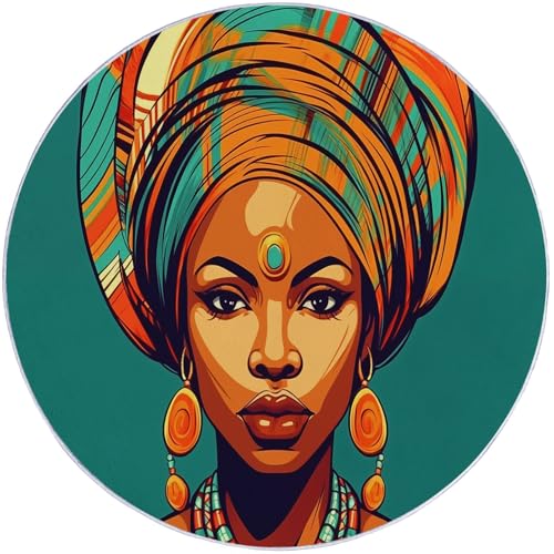 Generisch Runder Teppich Waschbarer 120 cm, Weich rutschfest Traditionelle Cartoon-Afrikanerin Drucken Teppich für Schlafzimmer Wohnzimmer Badezimmer - Türkis Generisch Runder Teppich Waschbarer 120 cm, Weich rutschfest Traditionelle Cartoon-Afrikanerin Drucken Teppich für Schlafzimmer Wohnzimmer Badezimmer - Türkis von Generisch