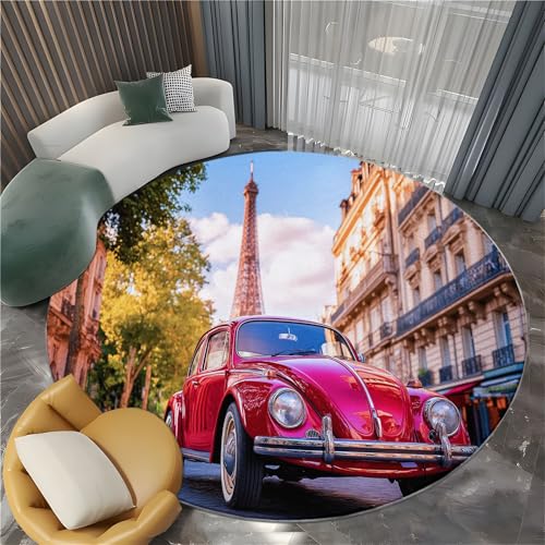 Generisch Runder Teppich Wohnzimmer Fotografie Paris Oldtimer 80 cm Flanel Runder Teppich, für Küche Esszimmer und Schlafzimmer Fußmatte Rot Kurzflor Runde Teppiche Extra Weich Pflegeleicht Generisch Runder Teppich Wohnzimmer Fotografie Paris Oldtimer 80 cm Flanel Runder Teppich, für Küche Esszimmer und Schlafzimmer Fußmatte Rot Kurzflor Runde Teppiche Extra Weich Pflegeleicht von Generisch