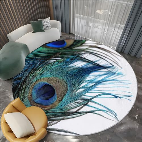 Generisch Runder Teppich Wohnzimmer Nahaufnahme Einer Pfauenfeder 150 cm Flanel Runder Teppich, für Küche Esszimmer und Schlafzimmer Fußmatte Weiß Kurzflor Runde Teppiche Extra Weich Pflegeleicht Generisch Runder Teppich Wohnzimmer Nahaufnahme Einer Pfauenfeder 150 cm Flanel Runder Teppich, für Küche Esszimmer und Schlafzimmer Fußmatte Weiß Kurzflor Runde Teppiche Extra Weich Pflegeleicht von Generisch
