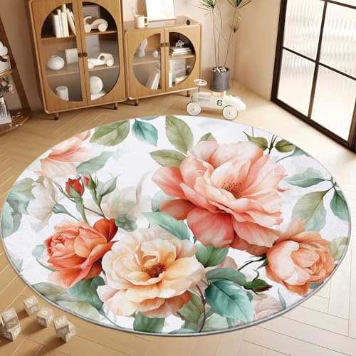 Generisch Runder Teppich Wohnzimmer Retro-Aquarellrosen Pfingstrosen 160 cm Flanel Runder Teppich, für Küche Esszimmer und Schlafzimmer Fußmatte Weiß Kurzflor Runde Teppiche Extra Weich Pflegeleicht Generisch Runder Teppich Wohnzimmer Retro-Aquarellrosen Pfingstrosen 160 cm Flanel Runder Teppich, für Küche Esszimmer und Schlafzimmer Fußmatte Weiß Kurzflor Runde Teppiche Extra Weich Pflegeleicht von Generisch