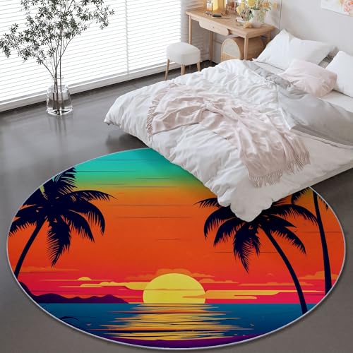 Generisch Runder Wohnzimmer Teppich 100 x 100 cm, Indoor Rutschfester Cartoon Strand Braungrün Maschinenwaschbar Teppiche für Kinder & Haustiere - Orange Farbe Faltbarer Nicht haarender Teppich Generisch Runder Wohnzimmer Teppich 100 x 100 cm, Indoor Rutschfester Cartoon Strand Braungrün Maschinenwaschbar Teppiche für Kinder & Haustiere - Orange Farbe Faltbarer Nicht haarender Teppich von Generisch