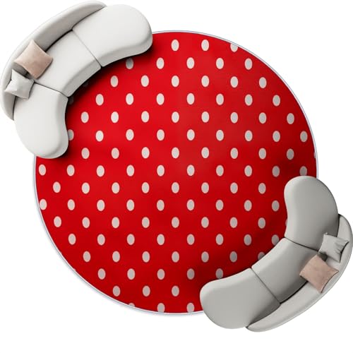 Generisch Runder Wohnzimmer Teppich 150 cm, Indoor Rutschfester Minimalistisch Weiße Punkte Maschinenwaschbar Teppiche für Kinder & Haustiere - Rot Faltbarer Nicht haarender Teppich Generisch Runder Wohnzimmer Teppich 150 cm, Indoor Rutschfester Minimalistisch Weiße Punkte Maschinenwaschbar Teppiche für Kinder & Haustiere - Rot Faltbarer Nicht haarender Teppich von Generisch