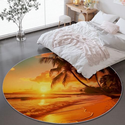Generisch Runder Wohnzimmer Teppich 160 x 160 cm, Indoor Rutschfester Natur Küstenlandschaft Maschinenwaschbar Teppiche für Kinder & Haustiere - Orange Farbe Faltbarer Nicht haarender Teppich Generisch Runder Wohnzimmer Teppich 160 x 160 cm, Indoor Rutschfester Natur Küstenlandschaft Maschinenwaschbar Teppiche für Kinder & Haustiere - Orange Farbe Faltbarer Nicht haarender Teppich von Generisch