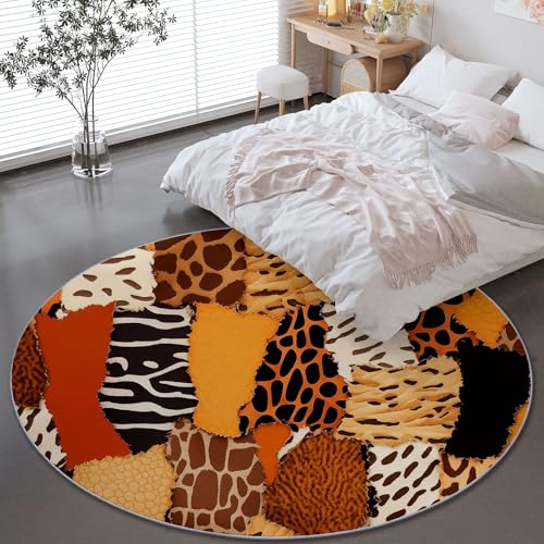 Generisch Runder Wohnzimmer Teppich 60 cm, Indoor Rutschfester Camouflage Tiere Textur Maschinenwaschbar Teppiche für Kinder & Haustiere - Braun Faltbarer Nicht haarender Teppich Generisch Runder Wohnzimmer Teppich 60 cm, Indoor Rutschfester Camouflage Tiere Textur Maschinenwaschbar Teppiche für Kinder & Haustiere - Braun Faltbarer Nicht haarender Teppich von Generisch