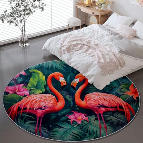 Generisch Runder Wohnzimmer Teppich 60 cm, Indoor Rutschfester Cartoon Blätter Flamingo Maschinenwaschbar Teppiche für Kinder & Haustiere - Blaugrün Faltbarer Nicht haarender Teppich Generisch Runder Wohnzimmer Teppich 60 cm, Indoor Rutschfester Cartoon Blätter Flamingo Maschinenwaschbar Teppiche für Kinder & Haustiere - Blaugrün Faltbarer Nicht haarender Teppich von Generisch