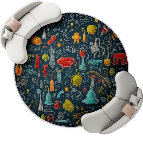 Generisch Runder Wohnzimmer Teppich 60 cm, Indoor Rutschfester Cartoon Physik Graffiti Maschinenwaschbar Teppiche für Kinder & Haustiere - Dunkel Faltbarer Nicht haarender Teppich Generisch Runder Wohnzimmer Teppich 60 cm, Indoor Rutschfester Cartoon Physik Graffiti Maschinenwaschbar Teppiche für Kinder & Haustiere - Dunkel Faltbarer Nicht haarender Teppich von Generisch