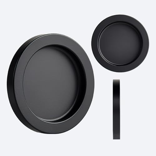 Generisch Runder selbstklebender Schiebetürgriff,selbstklebende schrankknöpfe,Schranktürgriff,Unsichtbarer Türgriff für Schiebetüren,Schubladen,Schränke,Garderobe (8, Schwarz, 6mm) von Generisch