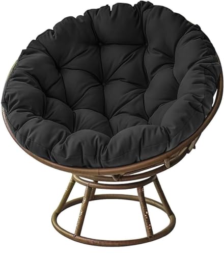 Generisch Rundes Hängesessel Kissen, Rattanstühle Sitzkissen, Outdoor Schaukel Stuhlkissen, Garten Hängendes Korb Stuhl Pad Eierstuhlkissen Polster (Stühle Nicht Enthalten)(Black,50X50CM) von Generisch