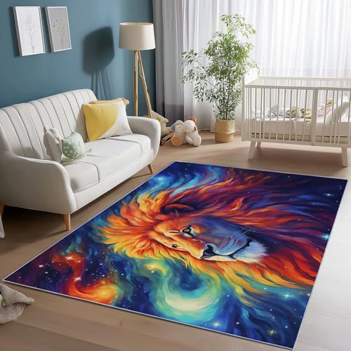 Generisch Rutschfester Teppich 160 x 230 cm, Waschbar Kurzflor Teppich mit Cartoon Kosmisch Löwe Motiv - Bunt Drucke Faltbare weiche Teppiche für Kinderzimmer Wohnzimmer MatteEingangsbereich Generisch Rutschfester Teppich 160 x 230 cm, Waschbar Kurzflor Teppich mit Cartoon Kosmisch Löwe Motiv - Bunt Drucke Faltbare weiche Teppiche für Kinderzimmer Wohnzimmer MatteEingangsbereich von Generisch