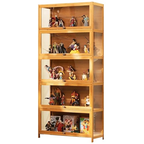 Generisch Sammlervitrine, 5 Schicht acryl vitrine stehend, vitrinenschrank Wohnzimmer für Miniaturmodelle von Autos, Figur, Modellbau, Natürliche Farbe/Dreiseitig transparent, 80x32x172cm von Generisch
