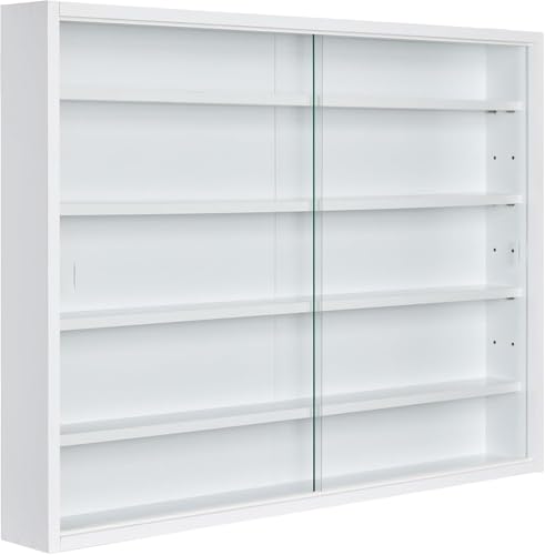 Generisch Sammlervitrine - Hängevitrine - Wandregal - Glasvitrine - Wandvitrine - Hängeregal - Schaukasten - MDF - Weiß (80x60x9.5 cm) von Generisch