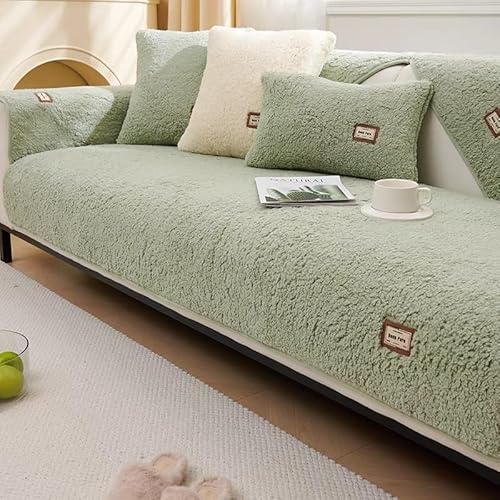 Generisch Samt Sofabezug 1 2 3 4 Sitzer, L/U Form Sofaüberwurfe, Ecksofa Sofa überzug Pets Dog Couch überzug Anti-rutsch Sofaschutz, Ultra Weicher Sofaschoner (Grün,110x110cm) von Generisch