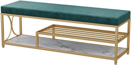 Generisch Samtsitzbank mit Schuhregal und Doppel-Aufbewahrungsdesign – Metallhocker für den Eingangsbereich und das Schlafzimmer von Generisch