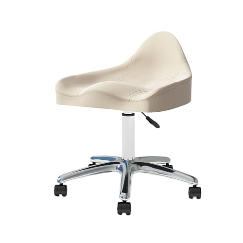 Generisch Sattelhocker,Höhenverstellbar 40–55 cm,Leichtgängiger 360 ° -Drehstuhl Mit Rückenlehne,for Das Home Office Im Salon-Schneidebereich(White) von Generisch