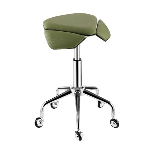 Generisch Sattelhocker,rollender Sattelstuhl,ergonomischer Hocker Mit Rädern,trapezförmiger Sitzfläche Und Verstellbarer Höhe for Das Home-Office,Salon Oder Das Geschäft(Green) von Generisch
