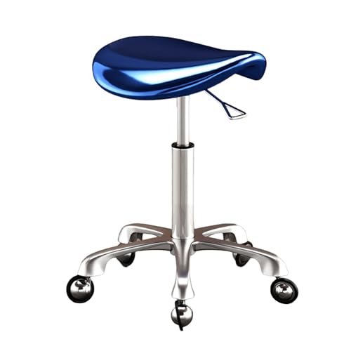 Generisch Sattelstuhl,Ergonomischer Hocker Mit Rädern,Drehbarer Sattelhocker Mit Spiegel, Kein Verheddern Der Haare,Höhenverstellbar,Geeignet Für Home Office Salon Shop(Blue) von Generisch
