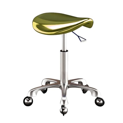 Generisch Sattelstuhl,drehbarer Sattelhocker Mit Spiegel,ergonomischer Hocker Mit Rädern,kein Verheddern Der Haare Und Verstellbare Höhe for Das Home-Office,den Salon(Gold) von Generisch
