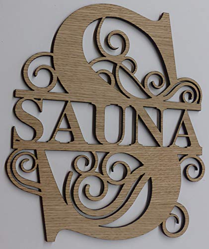 Generisch Sauna Monogramm Schild Schriftzug ca. 27 x 24 cm Eiche Furnier MDF Deko Dekoration Wanddeko Kelo Saunaschild von Generisch