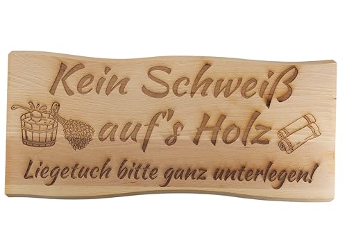 Generisch Sauna Schild Holz Buche Massiv 38 x 17 cm Kelo Deko Holzschild (Kein Schweiß aufs Holz) von Generisch