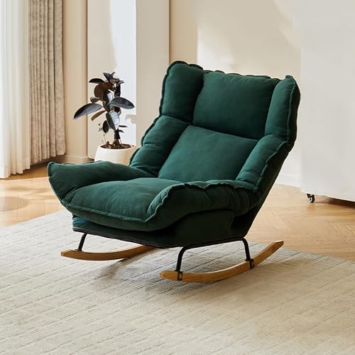 Generisch Schaukelsessel Schaukelstühle Schaukelstuhl Stillstuhl Schwingsessel Stillsessel Babyzimmer Lehnstühle Relaxsessel Liegen Verstellbarer Rückenlehne für Wohnzimmer Büro (Ohne Hocker, Grün) von Generisch