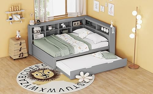 Generisch Schlafsofa 140 * 200, ausziehbares Bett 90 * 190 mit USB-Steckdose und Mehreren Ablagefächern, Massivholzbett, Doppelbett, Multifunktionsbett aus Holz, grau Generisch Schlafsofa 140 * 200, ausziehbares Bett 90 * 190 mit USB-Steckdose und Mehreren Ablagefächern, Massivholzbett, Doppelbett, Multifunktionsbett aus Holz, grau von Generisch