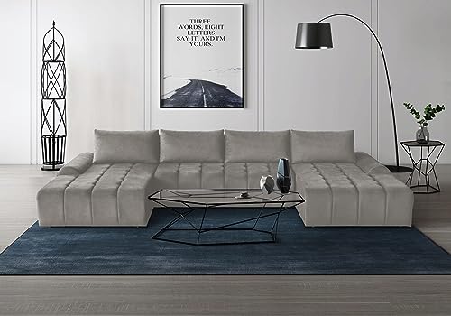 Generisch Schlafsofa Kosta U - Sofa mit Stauraum Schlafzimmer Wohnzimmer Ehebett (Cappuccino – Vogue 04) von Generisch
