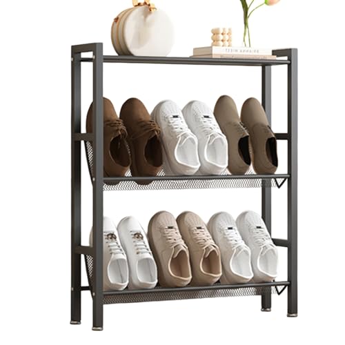 Generisch Schmal Schuhregal Aus Metall, Freistehendes, Modernes, Platzsparender Schuhständer for Lange Schuhe for Eingangsbereiche, Flure, Schränke Und Schlafsäle(Black,600 x 150 x 700mm) von Generisch
