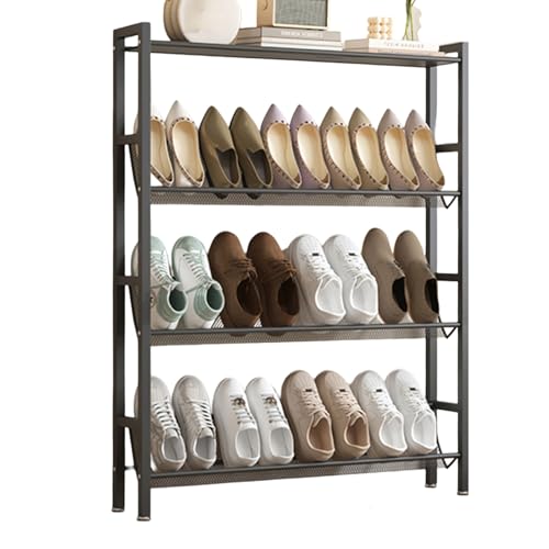 Generisch Schmal Schuhregal Aus Metall, Freistehendes, Modernes, Platzsparender Schuhständer for Lange Schuhe for Eingangsbereiche, Flure, Schränke Und Schlafsäle(Black,800 x 150 x 1000mm) von Generisch