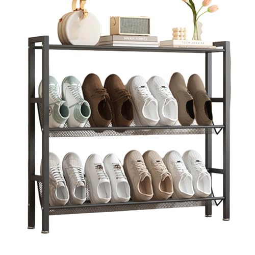 Generisch Schmal Schuhregal Aus Metall, Freistehendes, Modernes, Platzsparender Schuhständer for Lange Schuhe for Eingangsbereiche, Flure, Schränke Und Schlafsäle(Black,800 x 150 x 700mm) von Generisch