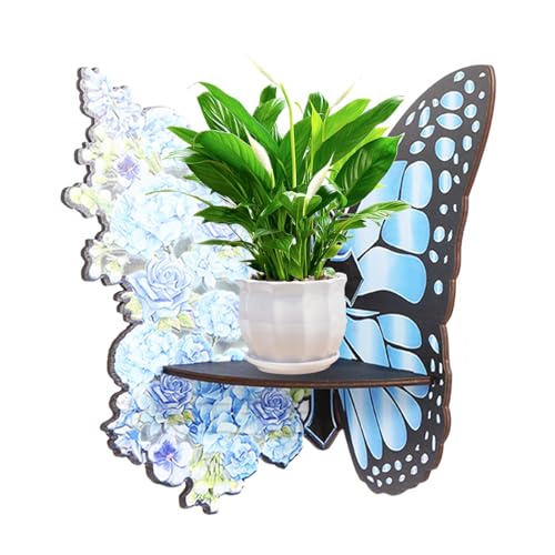 Generisch Schmetterlings-Eckregal, Wand-Eckregal - Corner Display Butterfly Schweberegal - Wandregal mit rustikaler Skulptur, Heimorganisation für Flur, Wohnzimmer, Schlafzimmer, Café von Generisch