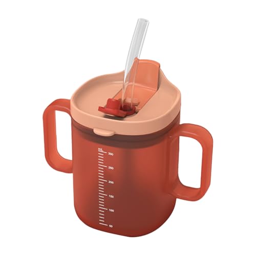 Generisch Schnabeltasse Senioren | Trinkbecher mit Strohhalm Senioren Schnabelbecher | 300 ml auslaufsicherer Wasserflasche mit Griffen | Schnabeltasse Erwachsene für äLtere Behinderte Patienten von Generisch