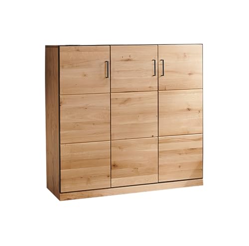 Generisch Schuhschrank - B 128 cm - 3 Türen - Schwarz - Asteiche teilmassiv - Metall von Generisch