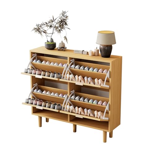 Generisch Schuhschrank mit 4 Klappschubladen, Schuhkommode aus Rattan mit Metallgriffen, Schuhregal für Flur, Schlafzimmer, Wohnung,Holzmöbel, Landhausstil, Maße: 100 x 25 x 90 cm Generisch Schuhschrank mit 4 Klappschubladen, Schuhkommode aus Rattan mit Metallgriffen, Schuhregal für Flur, Schlafzimmer, Wohnung,Holzmöbel, Landhausstil, Maße: 100 x 25 x 90 cm von Generisch